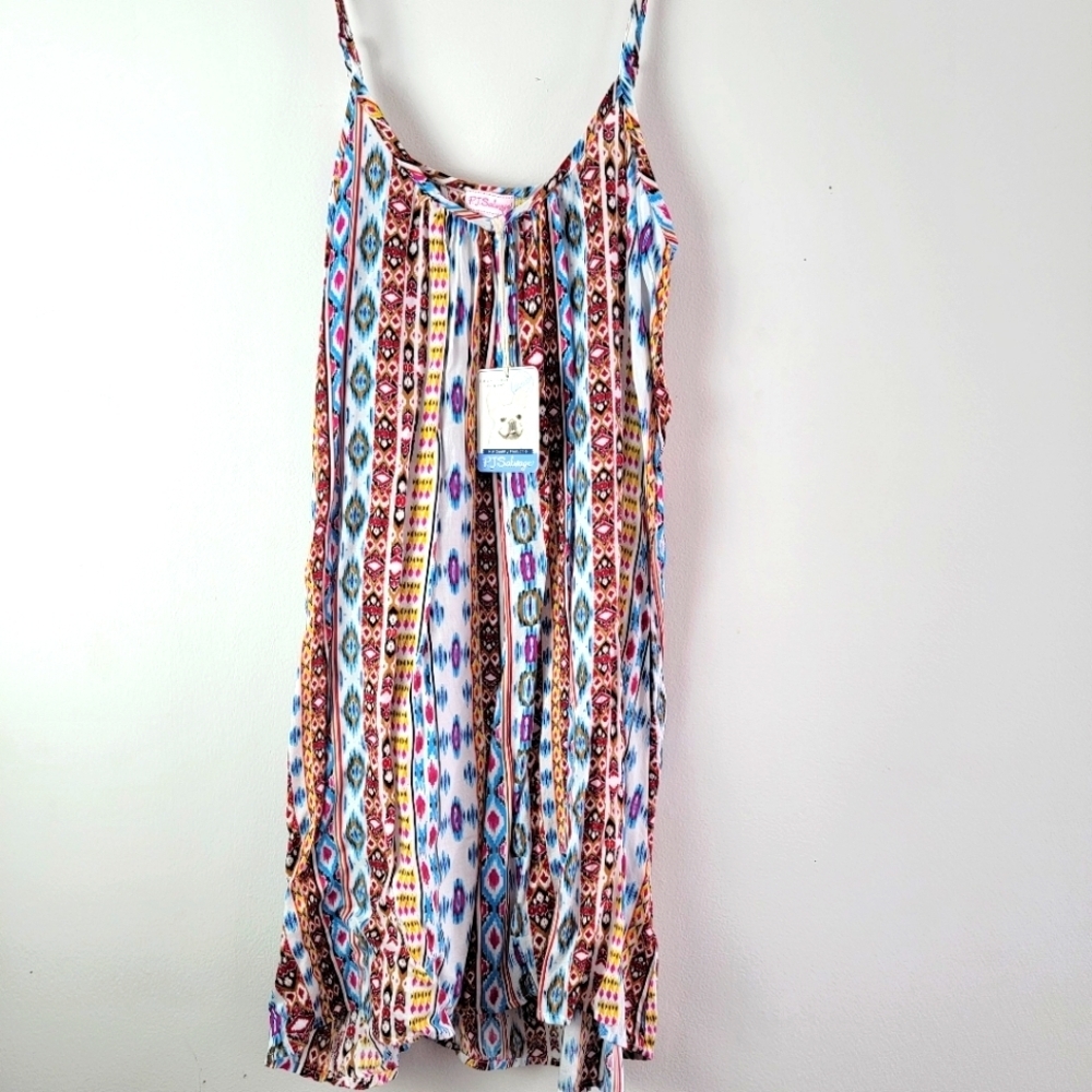 PJ Salvage Southwest Print Sun Dress Slip Small Rayon Silky